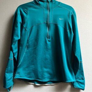 Nike Dri Fit fleece hooded reflective running pull over top Sz M